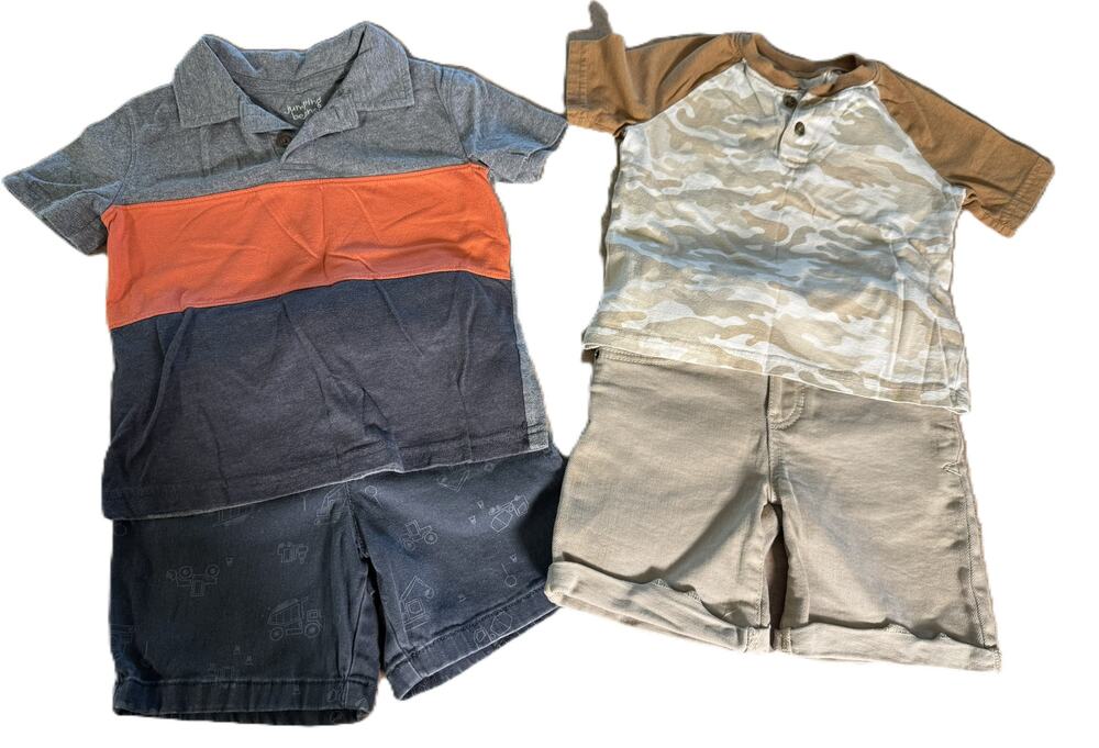 4T Boys clothing bundle featuring two summer outfits and four pieces total.